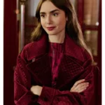 Emily Cooper Emily In Paris Maroon Velvet Jacket
