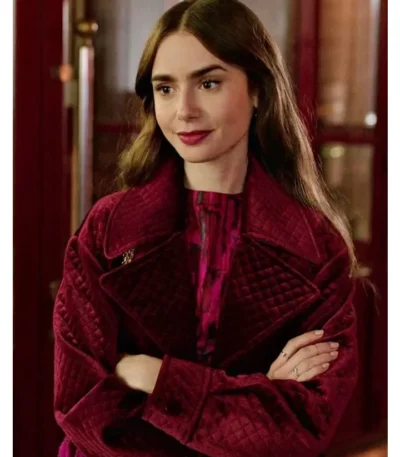 Emily Cooper Emily In Paris Maroon Velvet Jacket