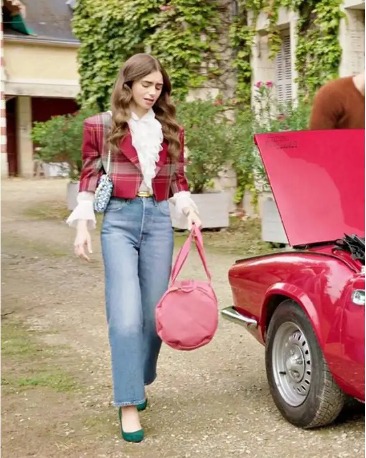 Emily Cooper Emily In Paris Red Plaid Jacket Emily Cooper Emily In Paris Red Plaid Jacket