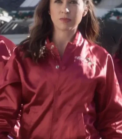 Emily Haul out the Holly Lit Up 2023 Varsity Jacket