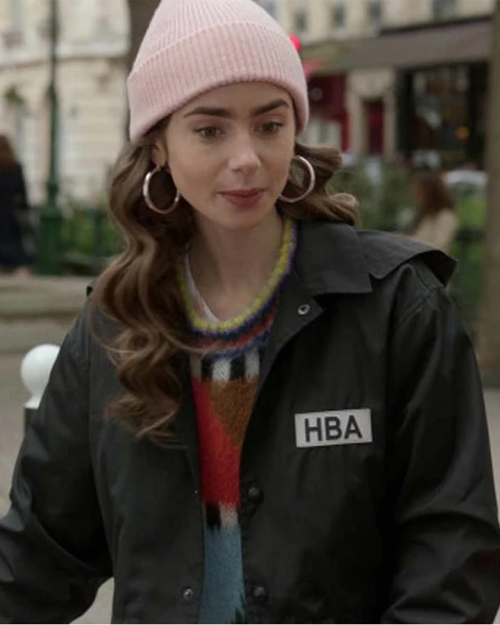 Emily In Paris Emily Cooper Black Cropped Jacket Emily In Paris Emily Cooper Black Cropped Jacket