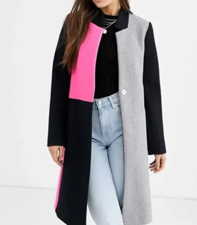 Emily In Paris Emily Cooper Black and Pink Coat