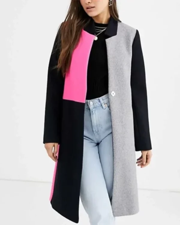 Emily In Paris Emily Cooper Black and Pink Coat