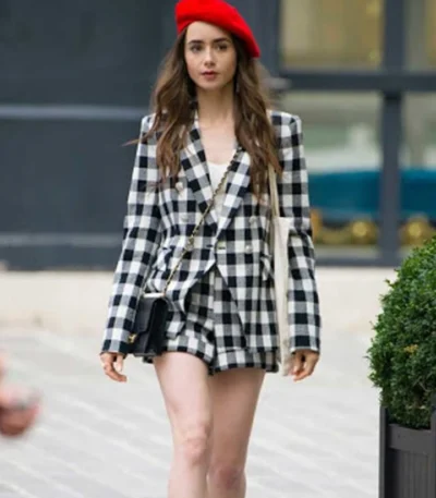Emily In Paris Emily Cooper Checked Cotton Blazer
