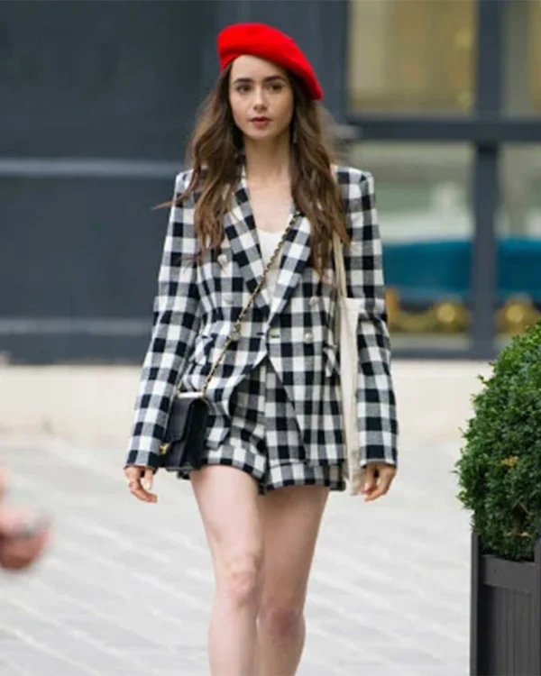 Emily In Paris Emily Cooper Checked Cotton Blazer