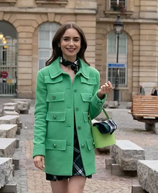 Emily In Paris Emily Cooper Green Multi Pocket Coat