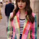 Emily In Paris Lily Collins S03 Multicolor Coat
