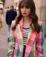 Emily In Paris Lily Collins S03 Multicolor Coat
