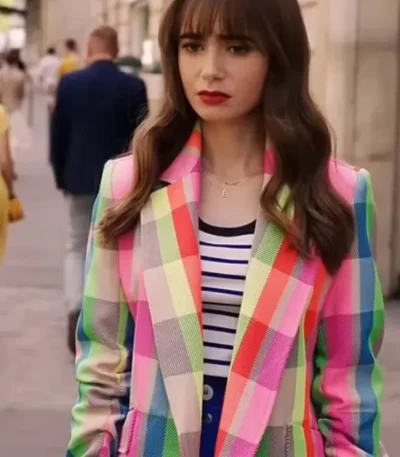 Emily In Paris Lily Collins S03 Multicolor Coat