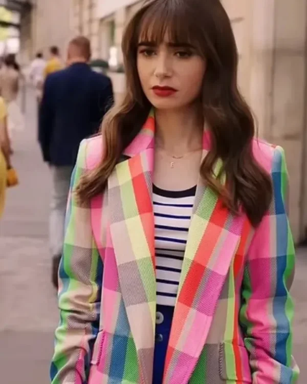 Emily In Paris Lily Collins S03 Multicolor Coat