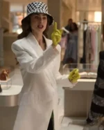 Emily In Paris S02 Lily Collins White Fringe Coat
