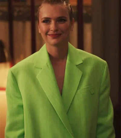 Emily In Paris S03 Camille Razat Oversized Green Coat