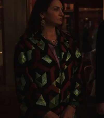 Emily In Paris S03 Laurence Gormezano Geometric Jacquard Coat