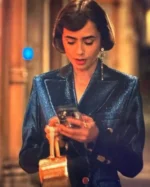 Emily In Paris S03 Lily Collins Blue Velvet Suit