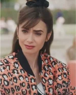 Emily In Paris S03 Lily Collins Lady Leopard Bomber Jacket