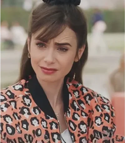 Emily In Paris S03 Lily Collins Lady Leopard Bomber Jacket