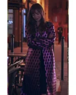 Emily In Paris S03 Lily Collins Pink Printed Coat