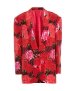 Emily In Paris S03 Lily Collins Red Rose Printed Blazer