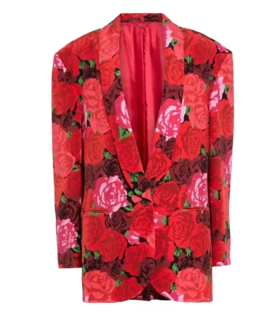Emily In Paris S03 Lily Collins Red Rose Printed Blazer