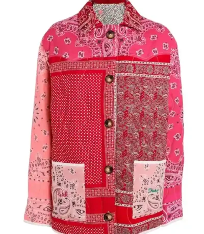 Emily In Paris S04 Julien Red Patchwork Printed Jacket