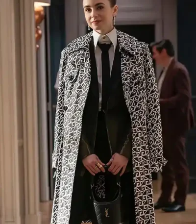 Emily In Paris S04 Lily Collins Geometric Coat