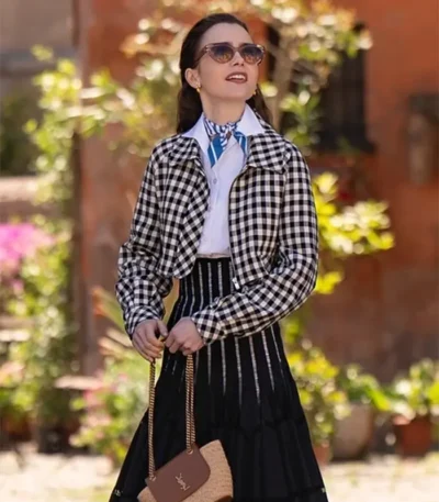 Emily In Paris S04 Lily Collins Plaid Jacket