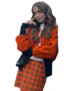 Emily In Paris S3 Lily Collins Orange Sherpa Jacket
