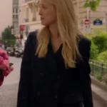 Emily in Paris Camille Razat Black Wool Coat