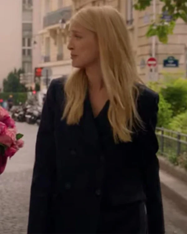 Emily in Paris Camille Razat Black Wool Coat