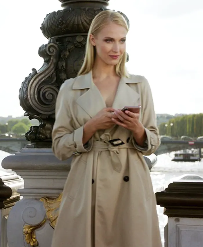 Emily in Paris Camille White Trench Coat Emily in Paris Camille White Trench Coat