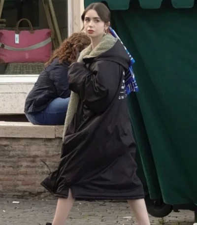 Emily in Paris Emily Cooper Black Trench Coat