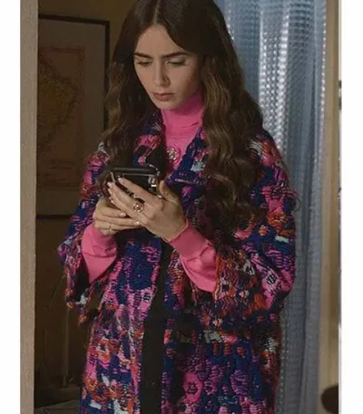 Emily in Paris Lily Collins Floral Coat