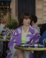 Emily in Paris S03 Emily Purple Wool Trench Coat
