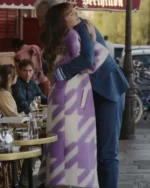 Emily in Paris S03 Emily Purple Wool Trench Coat