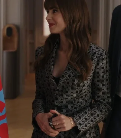 Emily in Paris (Series 2022) S03 Lily Collins Black and Grey Blazer