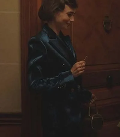 Emily in Paris S03 Lily Collins Blue Coat