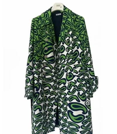 Emily in Paris S03 Lily Collins Green Printed Coat