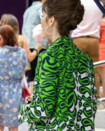 Emily in Paris S03 Lily Collins Green Printed Coat