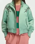 Emily in Paris S04 Ashley Park Embellished Satin Bomber Jacket