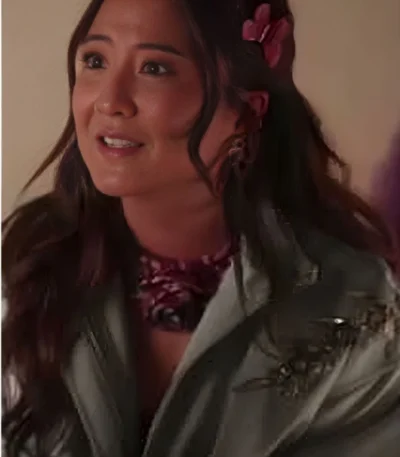 Emily in Paris S04 Ashley Park Embellished Satin Bomber Jacket