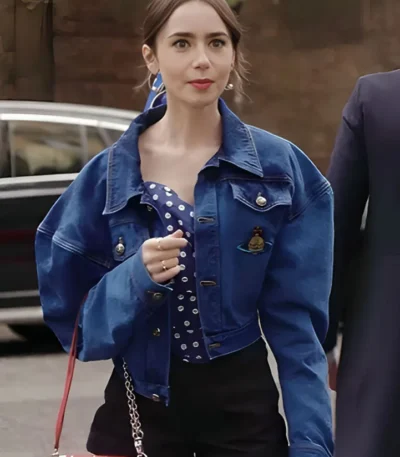 Emily in Paris S04 Lily Collins Denim Cropped Jacket