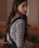 Emily in Paris S04 Lily Collins White Checked Shirt