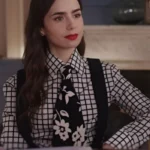 Emily in Paris S04 Lily Collins White Checked Shirt