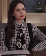 Emily in Paris S04 Lily Collins White Checked Shirt