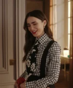 Emily in Paris S04 Lily Collins White Checked Shirt