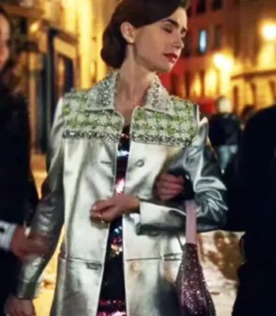 Emily in Paris Silver Coat