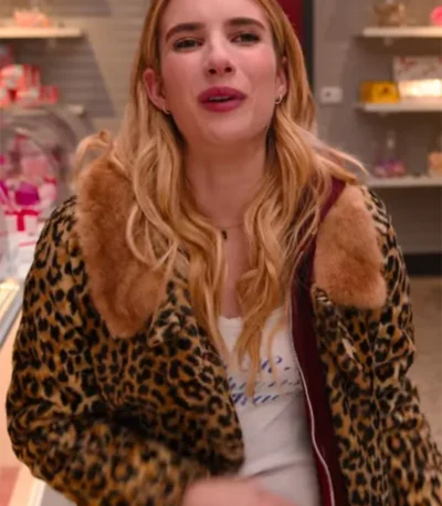 Emma Roberts Holidate Sloane Leopard Coat