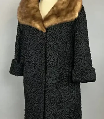 Evelyn Persian Lamb Black Coat with Mink Collar