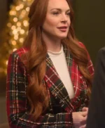 Falling For Christmas2022 Lindsay Lohan Check Coat