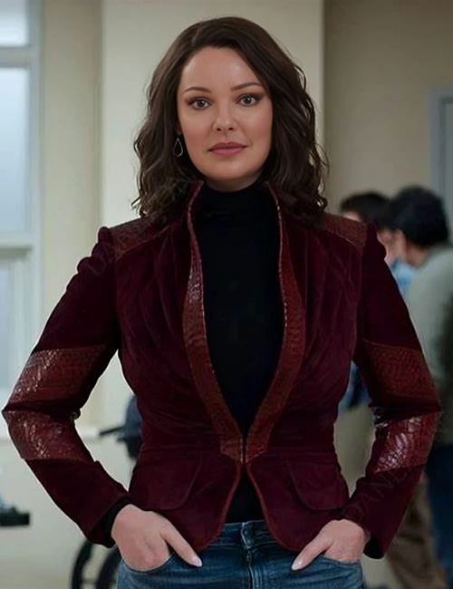 Firefly Lane S02 Tully Hart Maroon Velvet Blazer Firefly Lane S02 Tully Hart Maroon Velvet Blazer